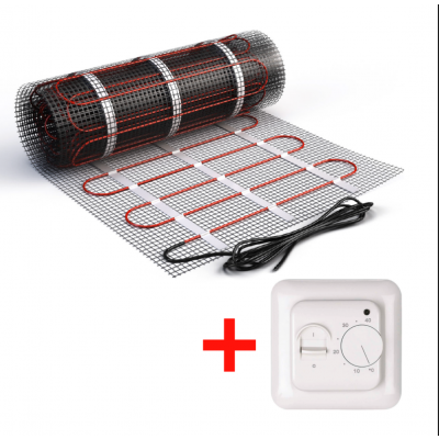 Изображение №1 - Теплый пол нагревательный мат (0,5 кв.м.) + механический терморегулятор